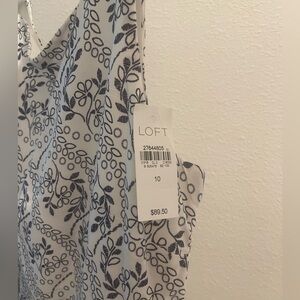 NWT LOFT size 10 summer dress with cutout back detail. Navy and white.
